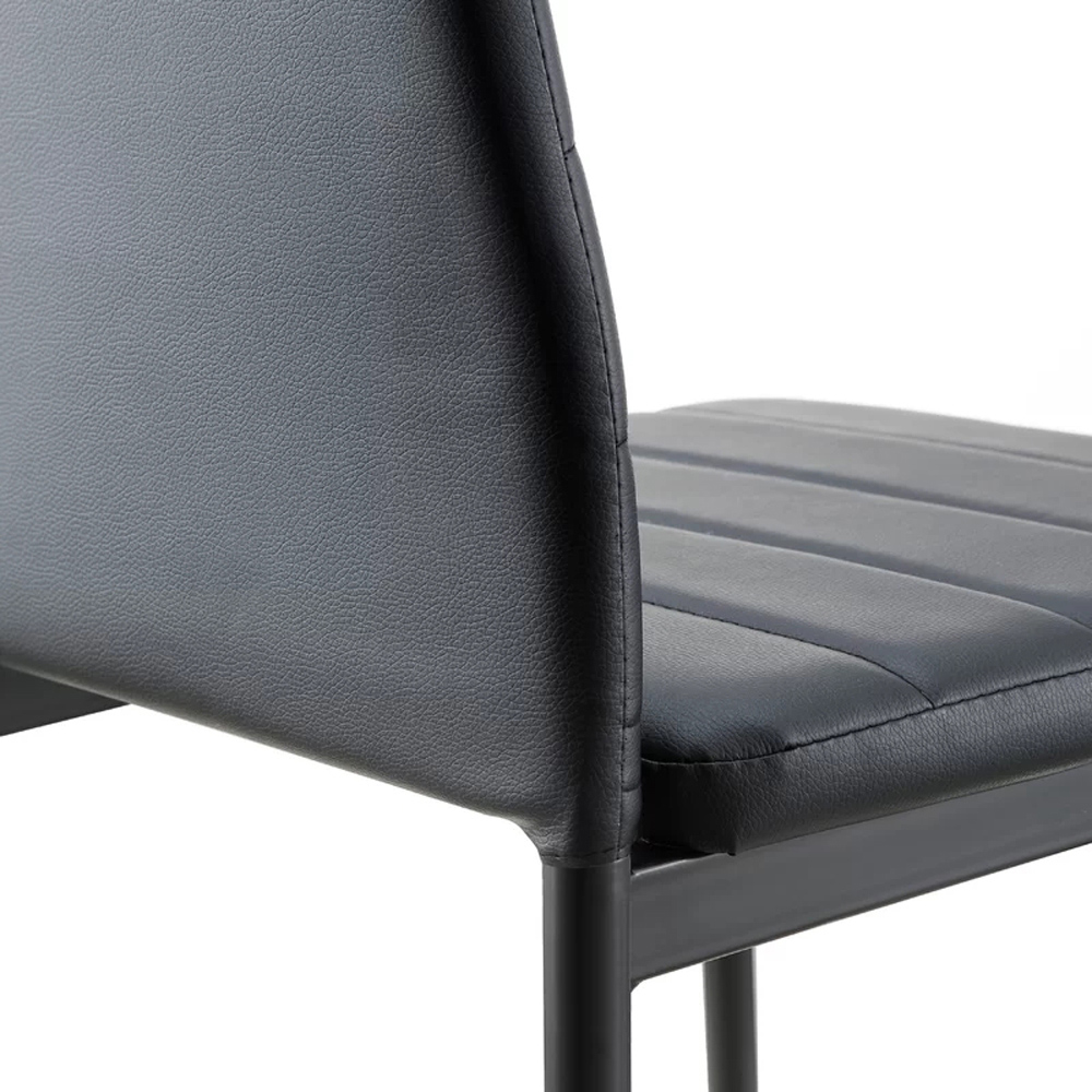Living and Home Set of 2 Black Faux Leather Dining Chair Image 5