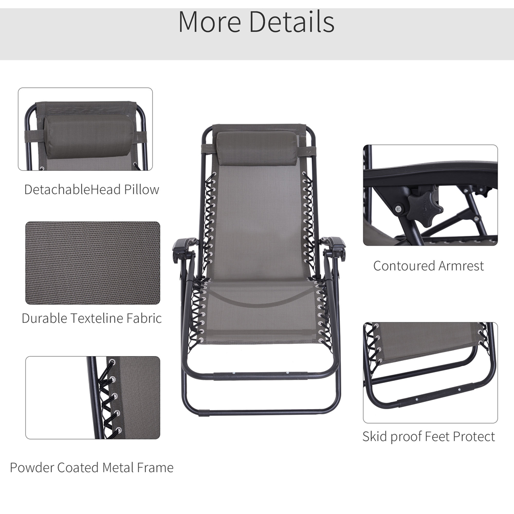 Outsunny Grey Zero Gravity Folding Recliner Chair Image 6