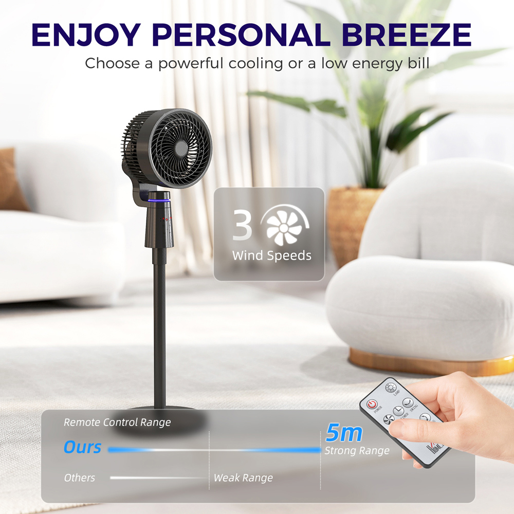 Portland Black Oscillating Pedestal Fan 37 inch Image 7