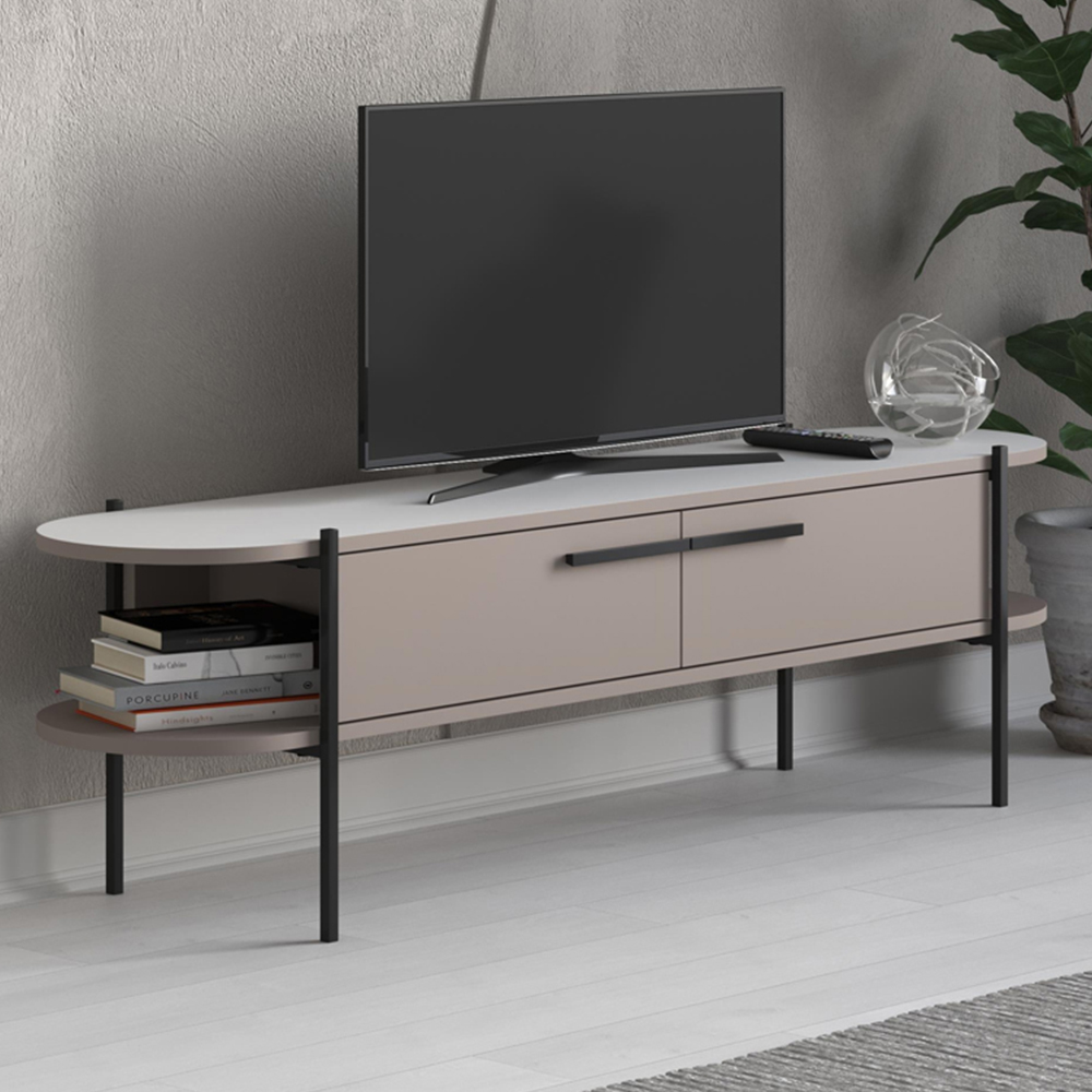 Decortie Otis 2 Door 2 Shelf Light Mocha TV Stand Image 1