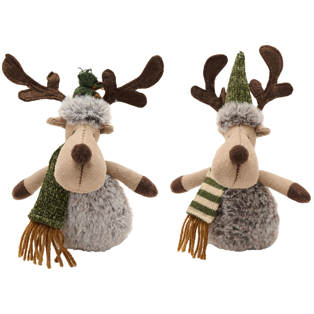 The Christmas Gift Co Plush Sitting Moose Ornament 2 Pack Image 1