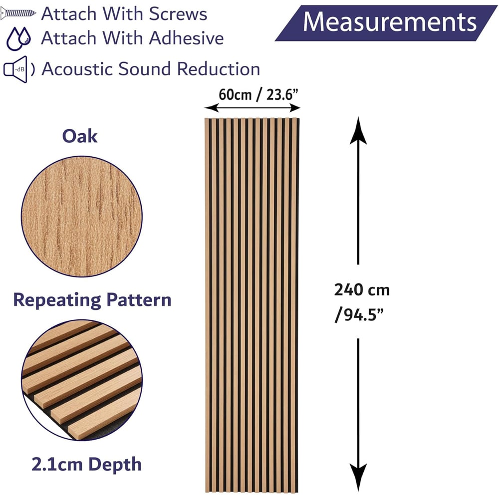 Home Treats Oak Wooden 3D Acoustic Wall Panel 60 x 240cm Image 9