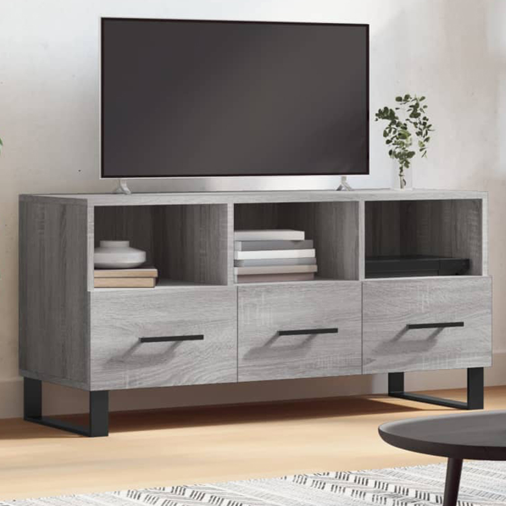 vidaXL 3 Drawer 3 Shelf Grey Sonoma TV Cabinet Image 1