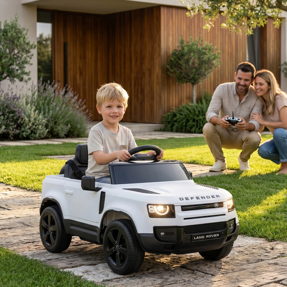 AIYAPLAY Kids White Licensed Land Rover Defender Ride-On Electric Car with Remote Control 12V Image 2