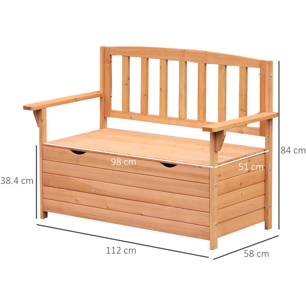 Outsunny Solid Fir Wood Garden Storage Bench Image 8