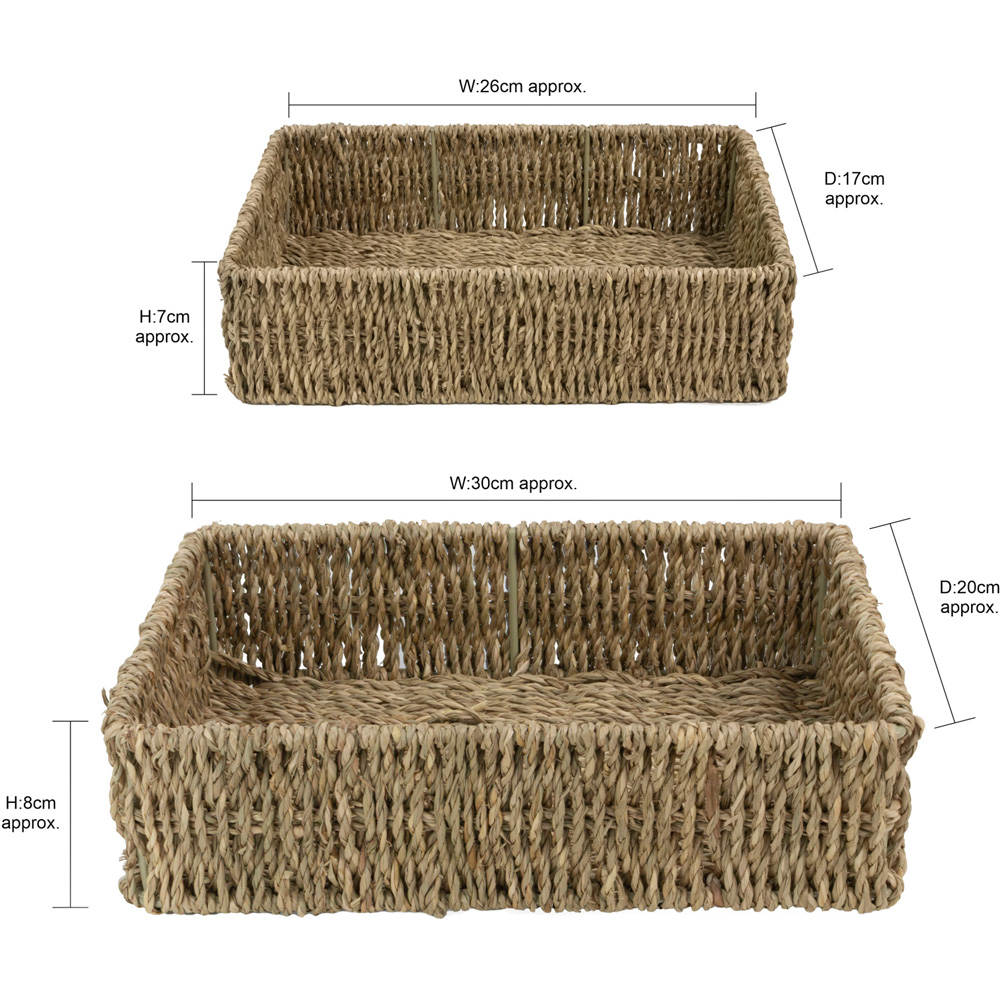 JVL Seagrass Rectangular Storage Basket 2 Pack Image 7
