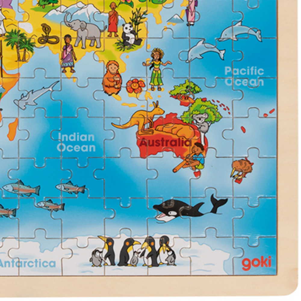 Goki Wooden 192 Pieces Giant World Jigsaw Puzzle Image 3
