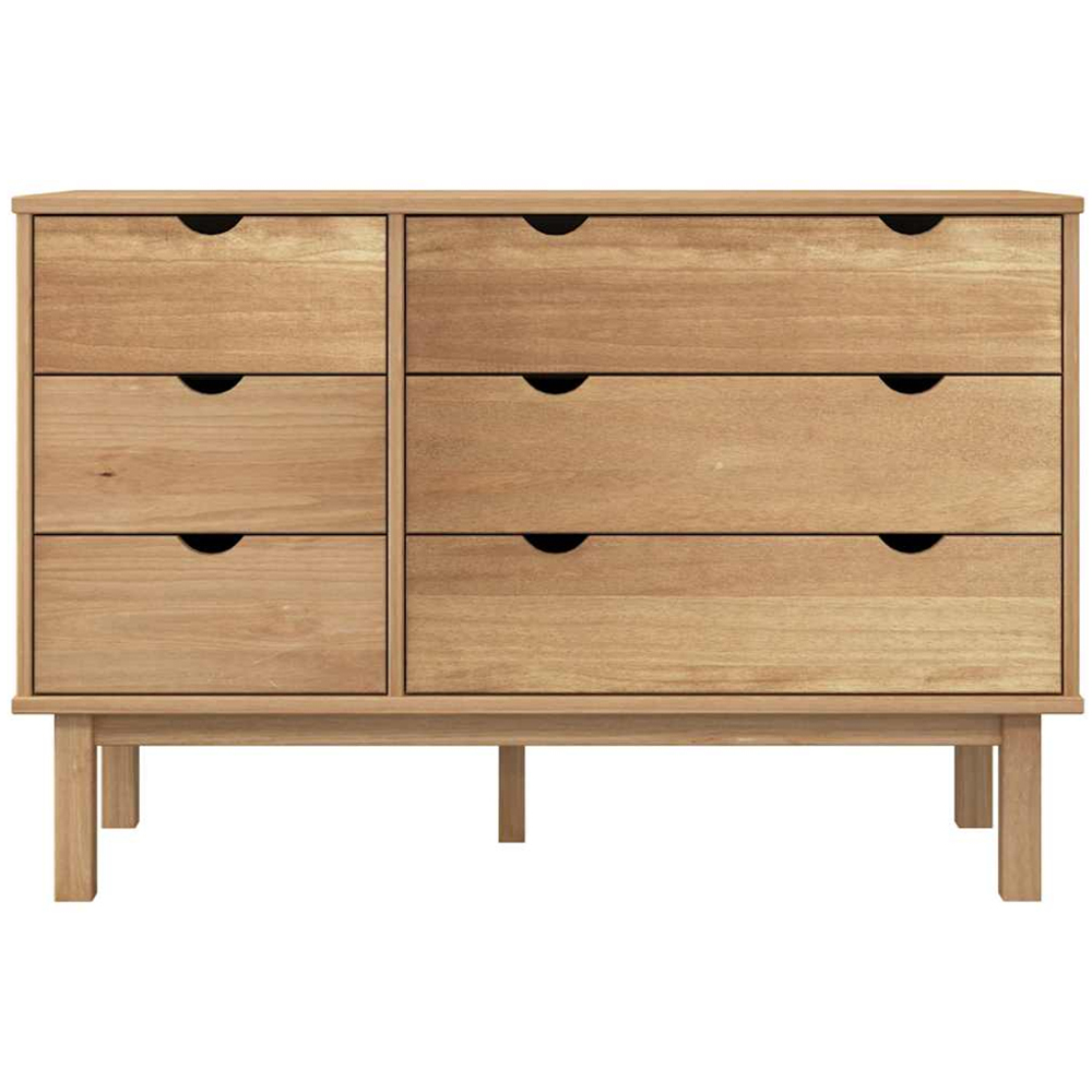 vidaXL Otta 6 Drawer Brown Solid Wood Pine Storage Cabinet Image 3