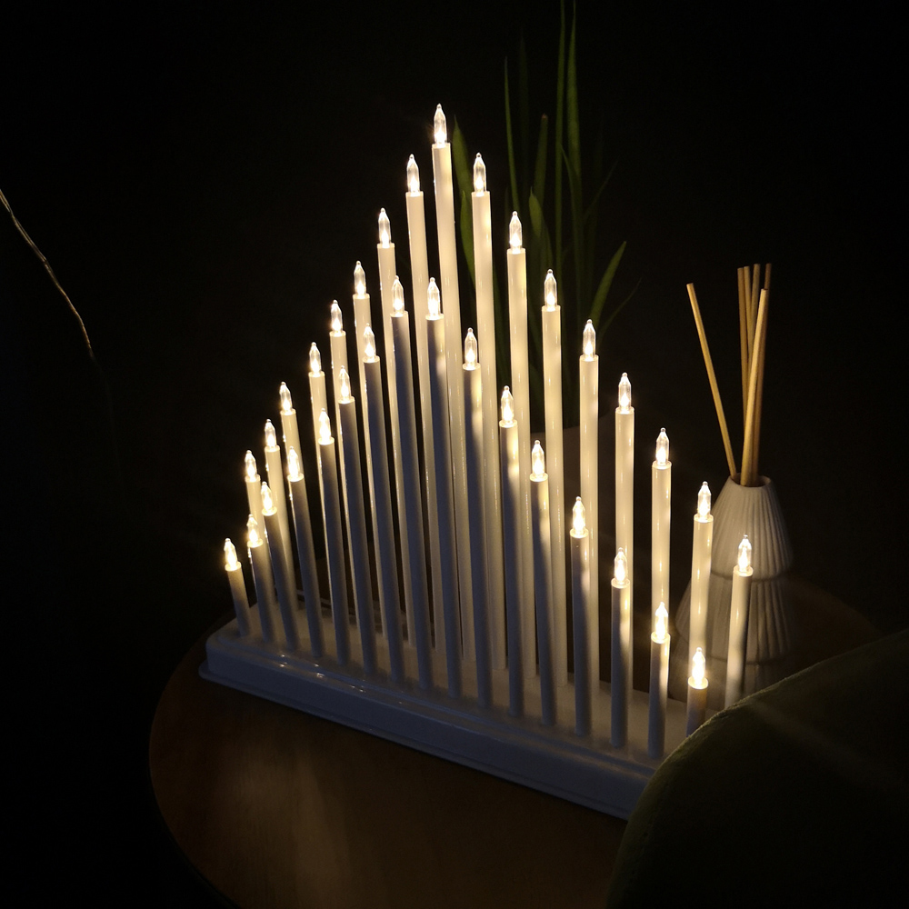 Samuel Alexander Warm White LED White Candle Bridge Christmas Decoration 34cm Image 6