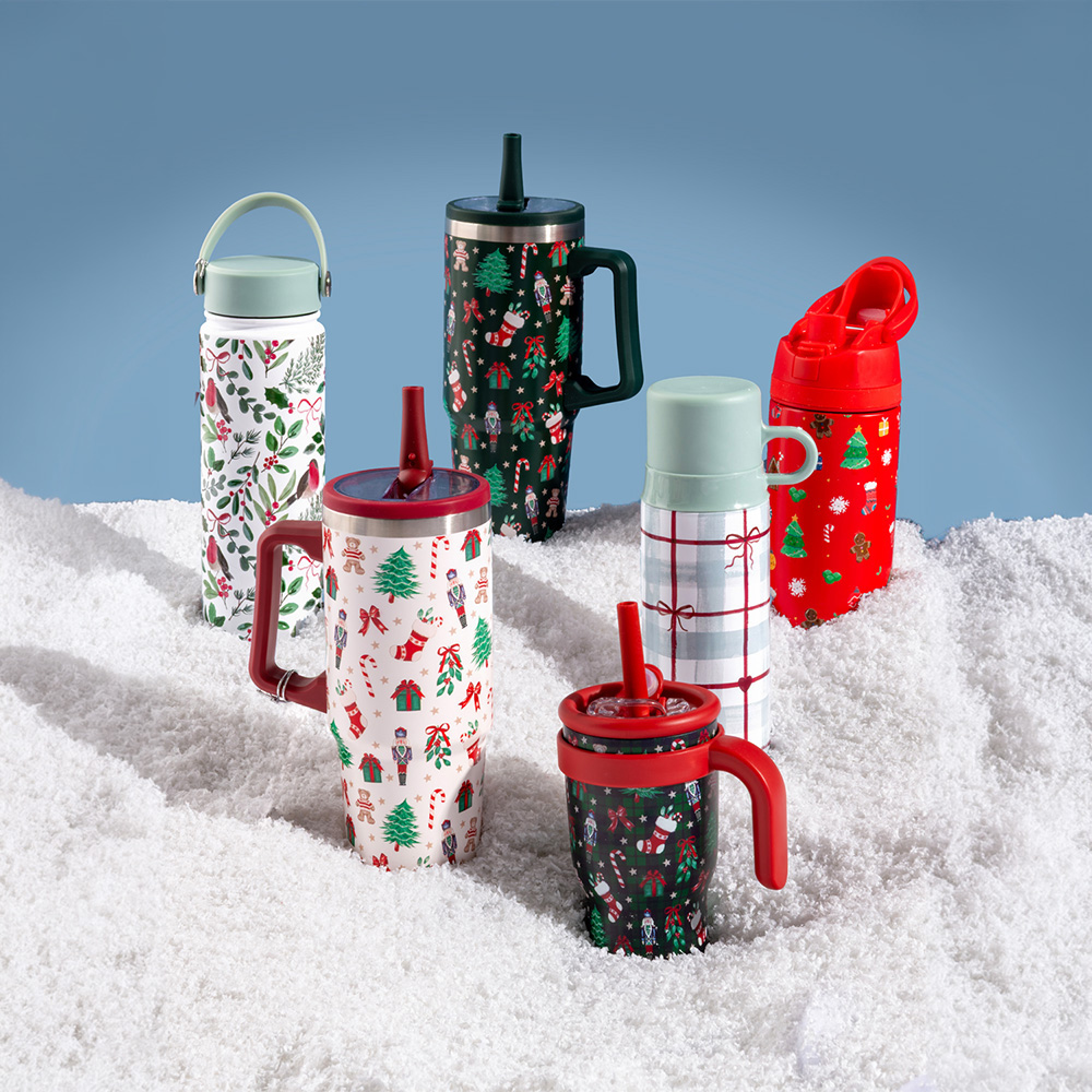 Tartan and Bows Stainless Steel Vacuum Retro Flask Image 2