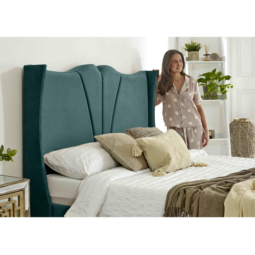 Eleganza Florentine Super King Size Green Arlington Fabric Bed with Winged Headboard Image 2