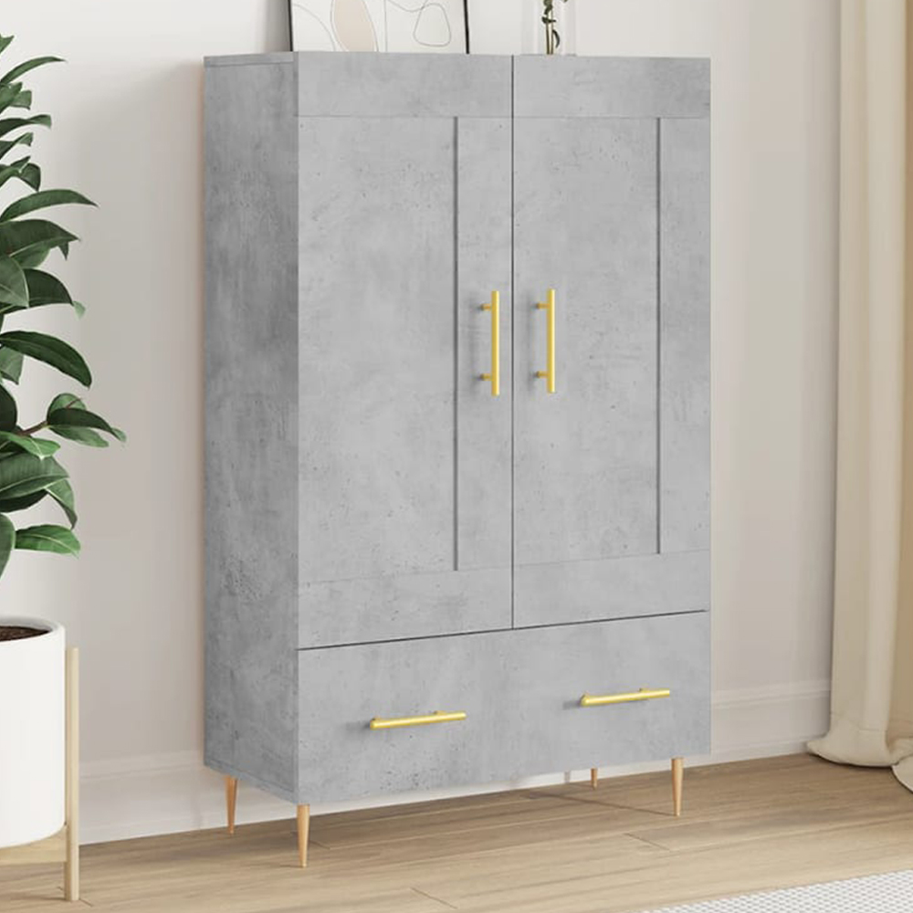 vidaXL 2 Door Single Drawer Concrete Grey Small Highboard Image 1