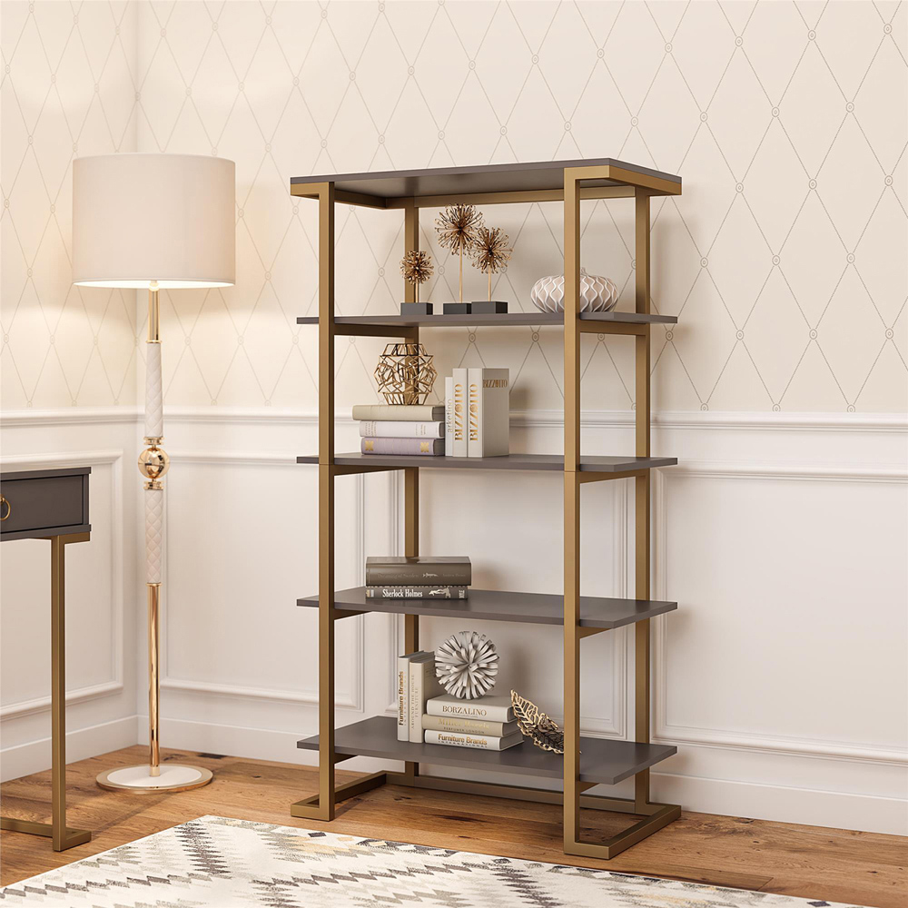 Dorel Home Camila 5 Shelf Graphite Grey Bookcase Image 4