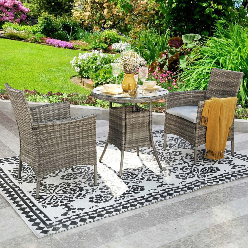 Home Garden Direct Judas 2 Seater Rattan Garden Bistro Set Image 1
