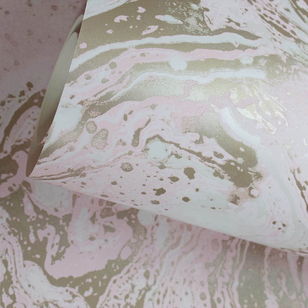 Skinny Dip Marble Pink and Gold Wallpaper Image 2