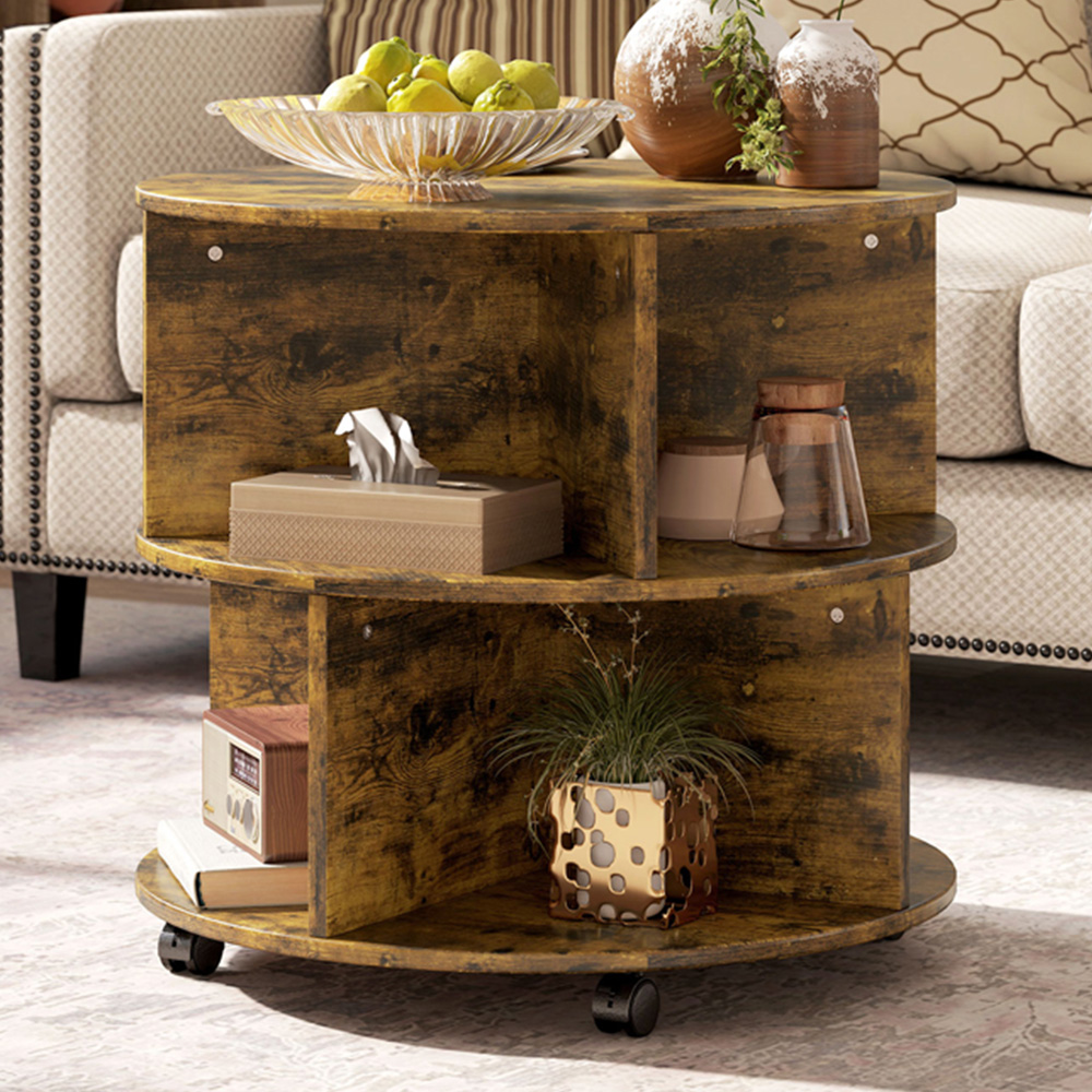 Portland 3 Tier Rustic Brown Coffee Table Image 1
