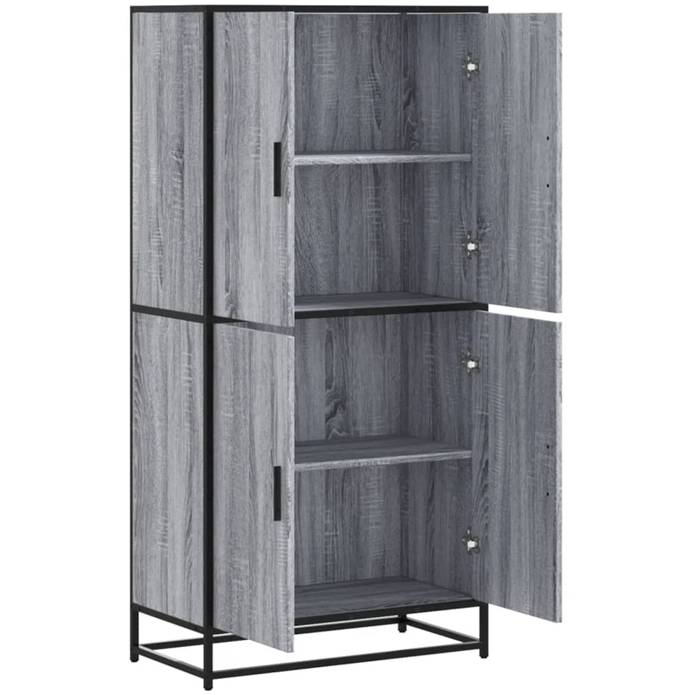 vidaXL 4 Door Grey Sonoma and Black Highboard Image 7