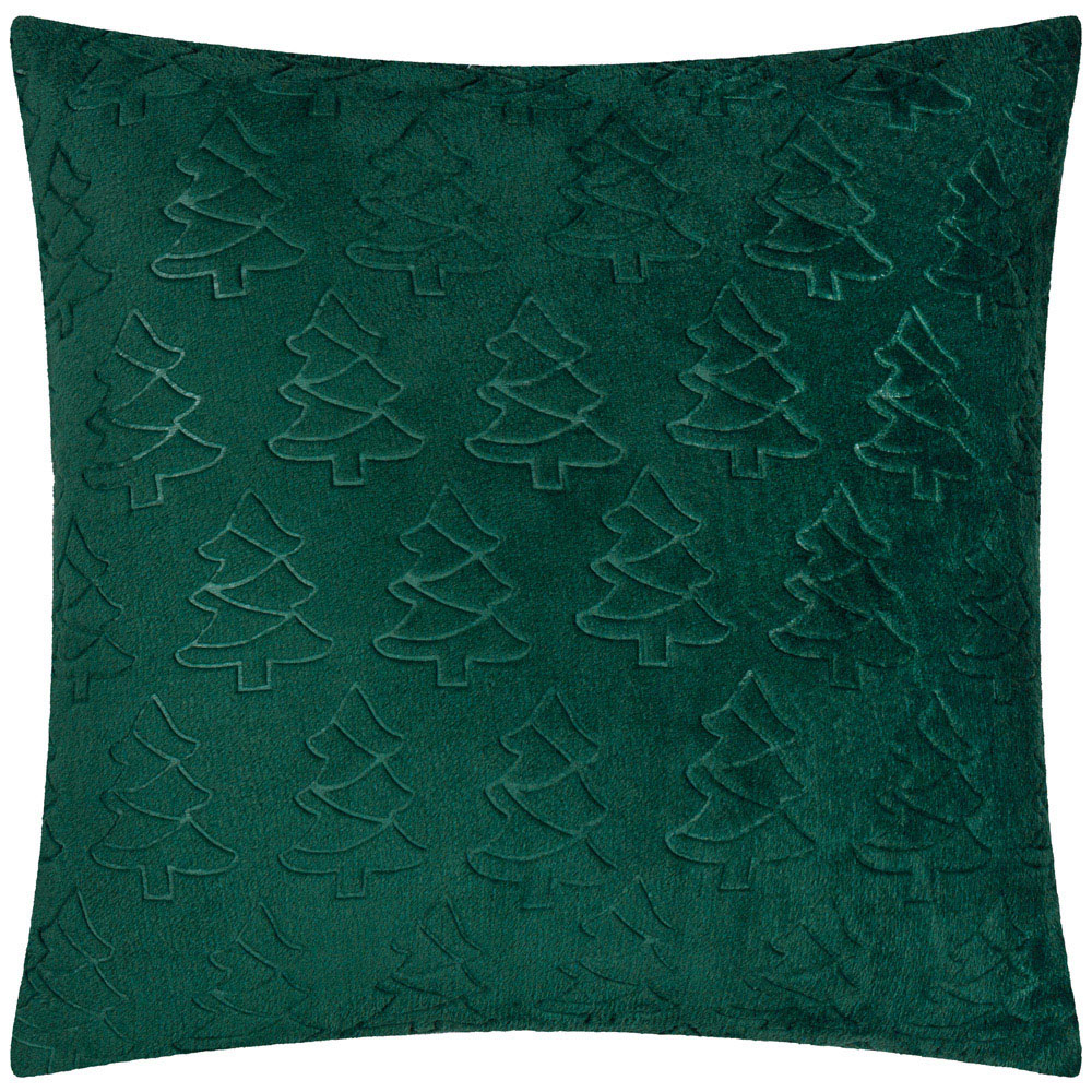 Furn Festive Trees Embossed Emerald Cushion 50 x 50cm Image 1