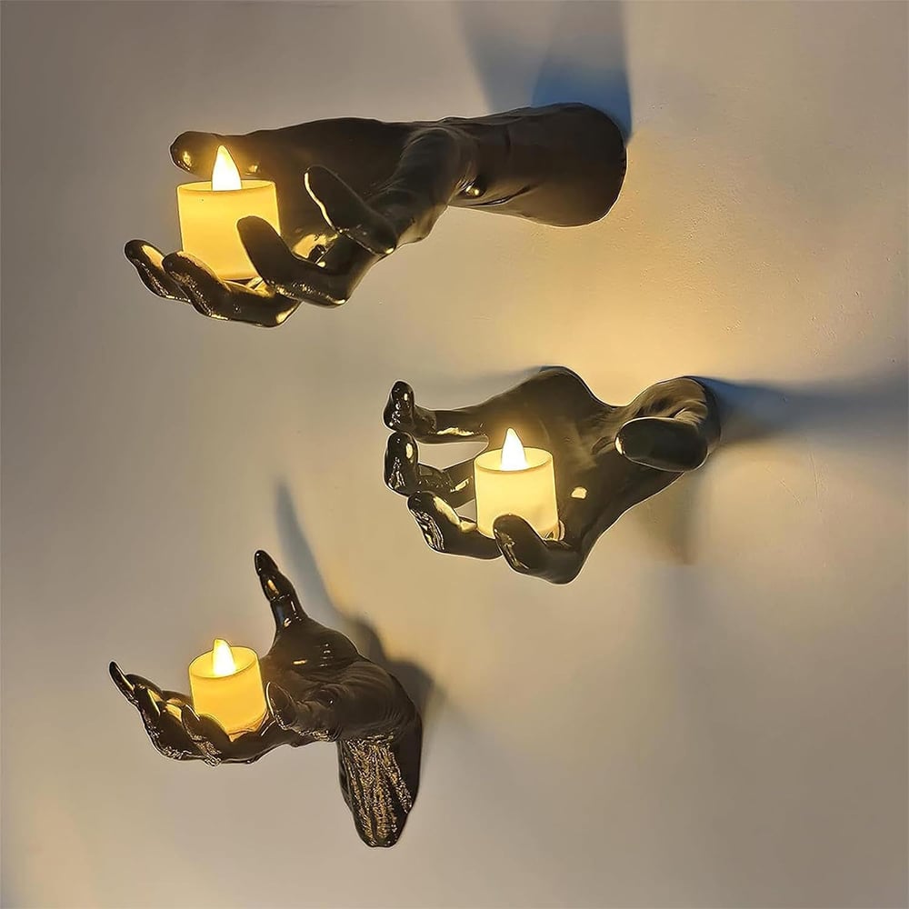Living and Home Black Wall Mounted Grasping Hands with LED Lights Halloween Decoration 3 Piece Image 2
