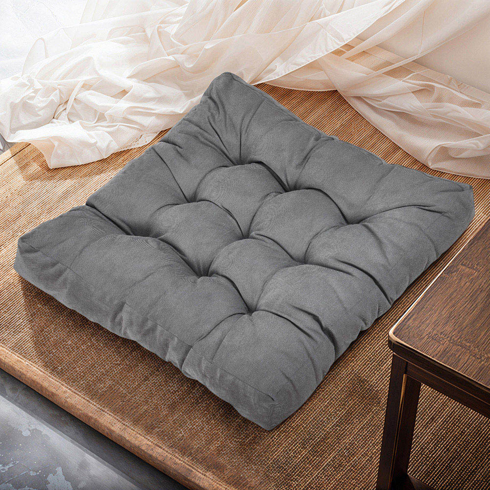 Living and Home Grey Soft Corduroy Chair Cushion 55 x 55cm Image 2