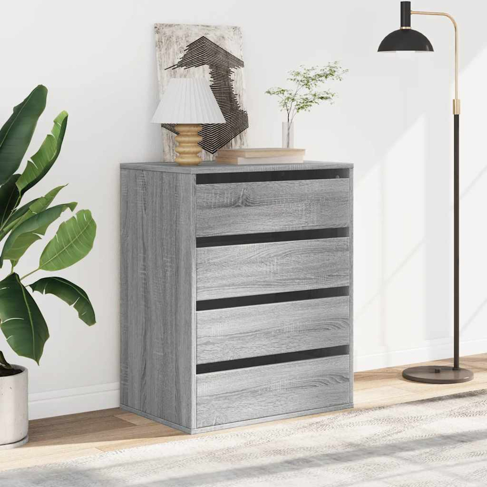 vidaXL 4 Drawer Grey Sonoma Oak Wooden Chest of Drawers Image 8
