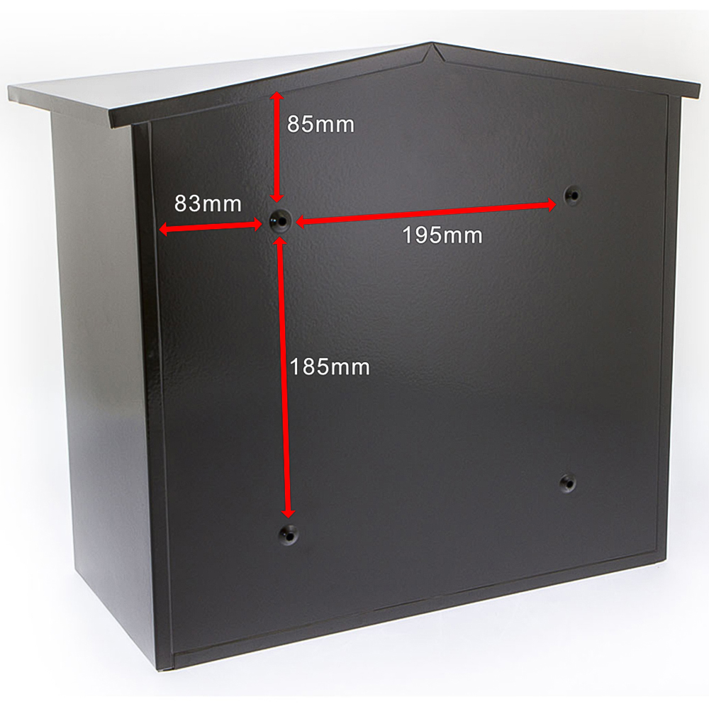 Burg-Wachter Black Mersey Wall Mounted Galvanised Steel Post Box - 39 x 34.7 x 20.6cm Image 5