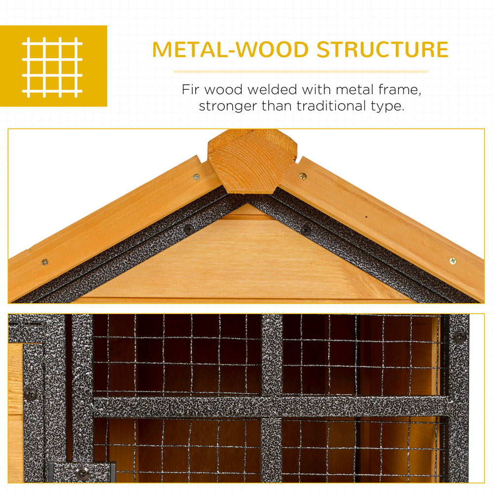 PawHut Wood and Metal Rabbit Hutch 122 x 63 x 92cm Image 3