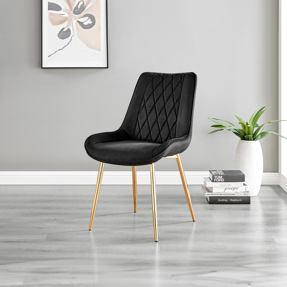 Furniturebox Copeland Cesano Marble Effect 6 Seater Dining Set White Gold and Black Image 3