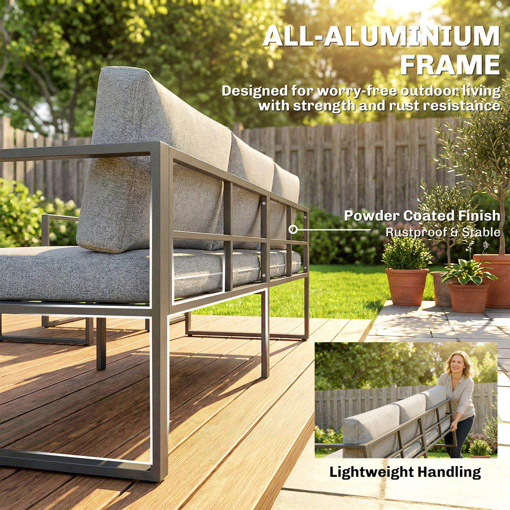 Outsunny 5 Seater Dark Grey Aluminium Frame Garden Lounge Set Image 5
