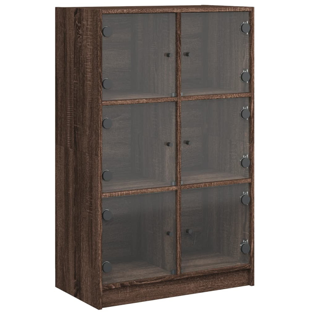 vidaXL 2 Glass Door 6 Shelf Brown Oak Highboard Image 2