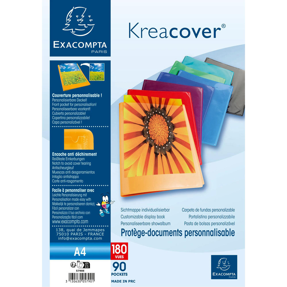 Exacompta Kreacover A4 Multicolour 90 Pocket Display Book 8 Pack Image 7