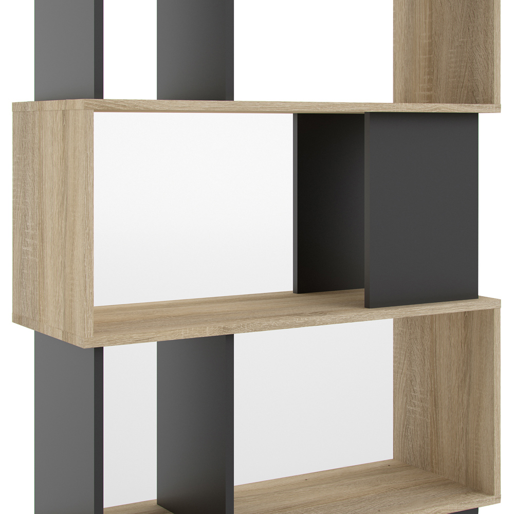 Furniture To Go Maze 5 Shelf Oak and Black Open Bookcase Image 6