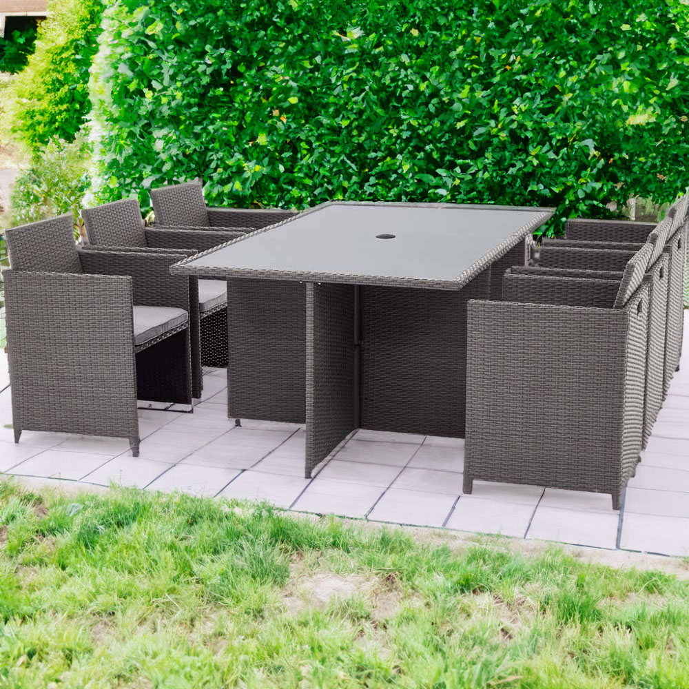 Royalcraft Nevada 6 Seater Cube Dining Set Grey Image 1