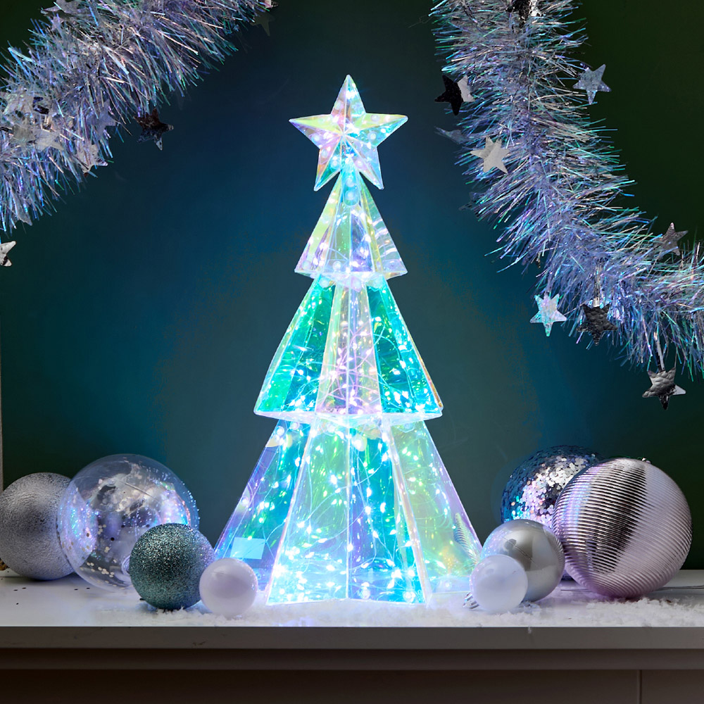 The Christmas Workshop 100 Cool White LED Iridescent Mini Xmas Tree Decoration 1.2ft Image 2