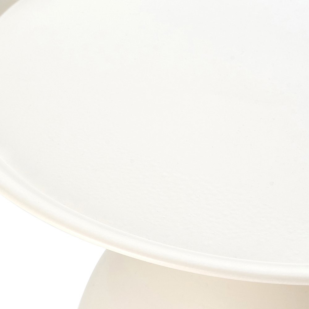 Living and Home Cream White Round Fluid Curved Base Side Table Image 5