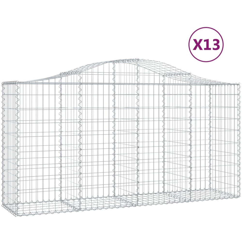 vidaXL Silver Galvanised Iron Arched Gabion Basket 200 x 50 x 100/120cm 13 Pack Image 4