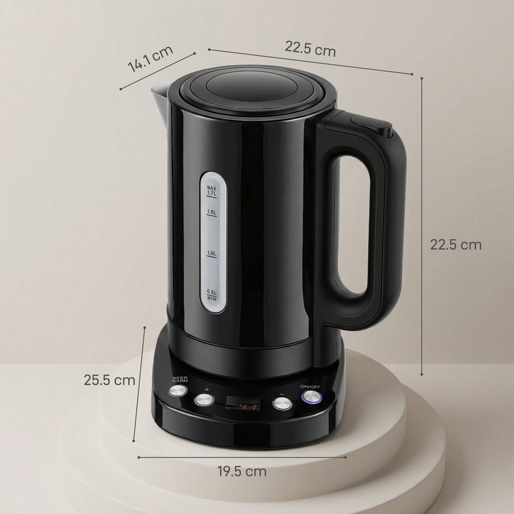 HOMCOM 800-319V70BK Black 1.7L Electric Kettle with Strix Thermostat 3000W Image 9
