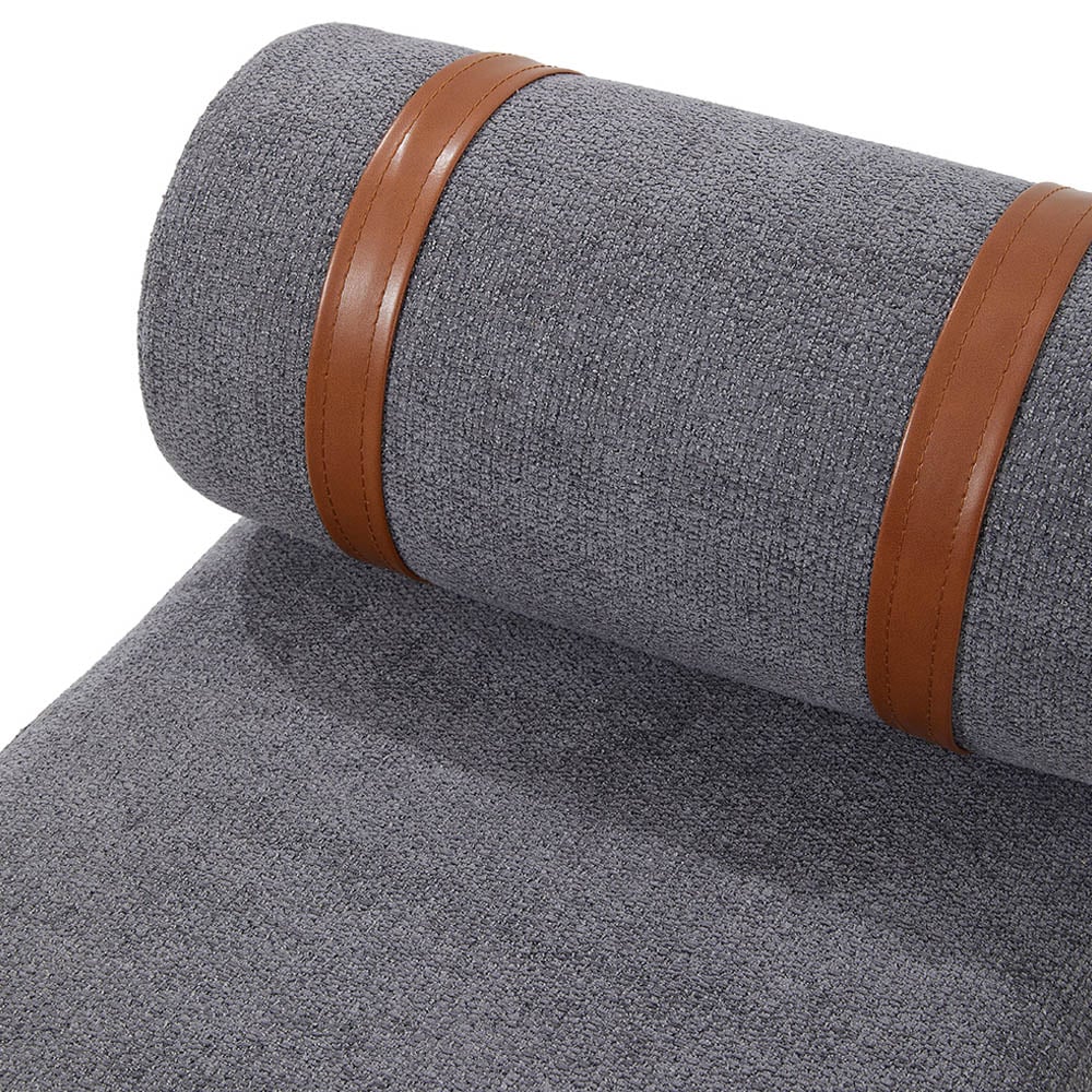 Living and Home 2 Seater Dark Grey Cylindrical Bolster Chaise Lounge Bench Image 7