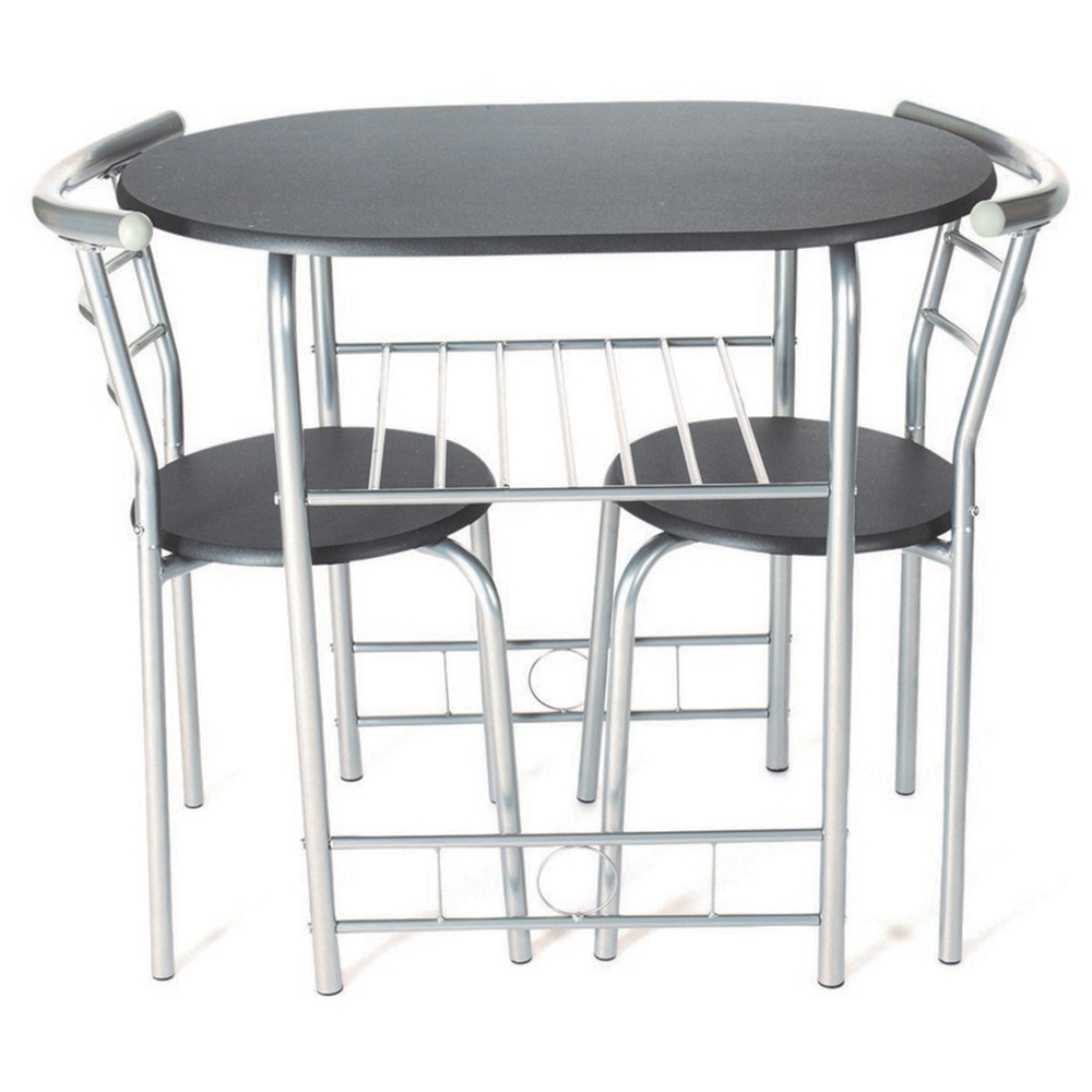 Greenhurst 2 Seater Black and Silver Compact Dining Set Image 2
