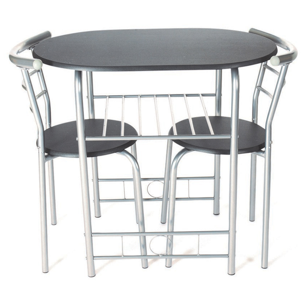 Greenhurst 2 Seater Dining Set Black and Silver Image 2