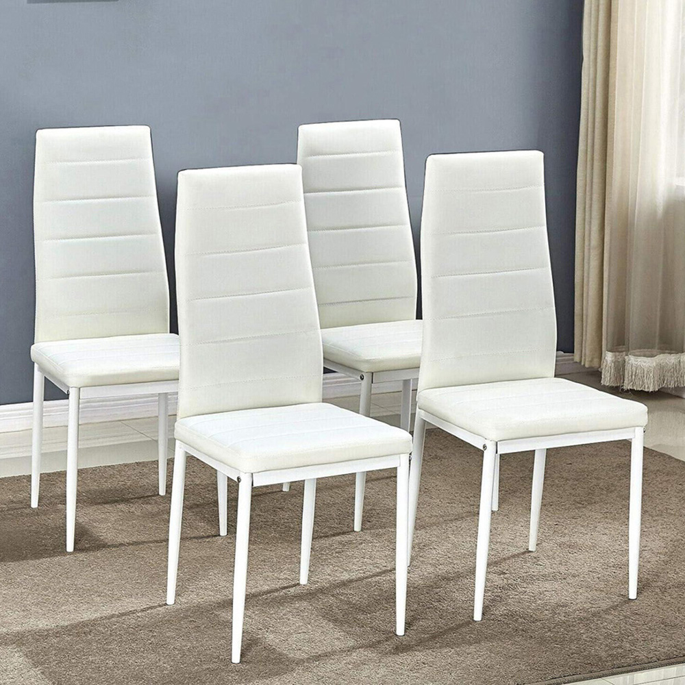 Denver Set of 4 White Faux Leather Dining Chairs Image 1