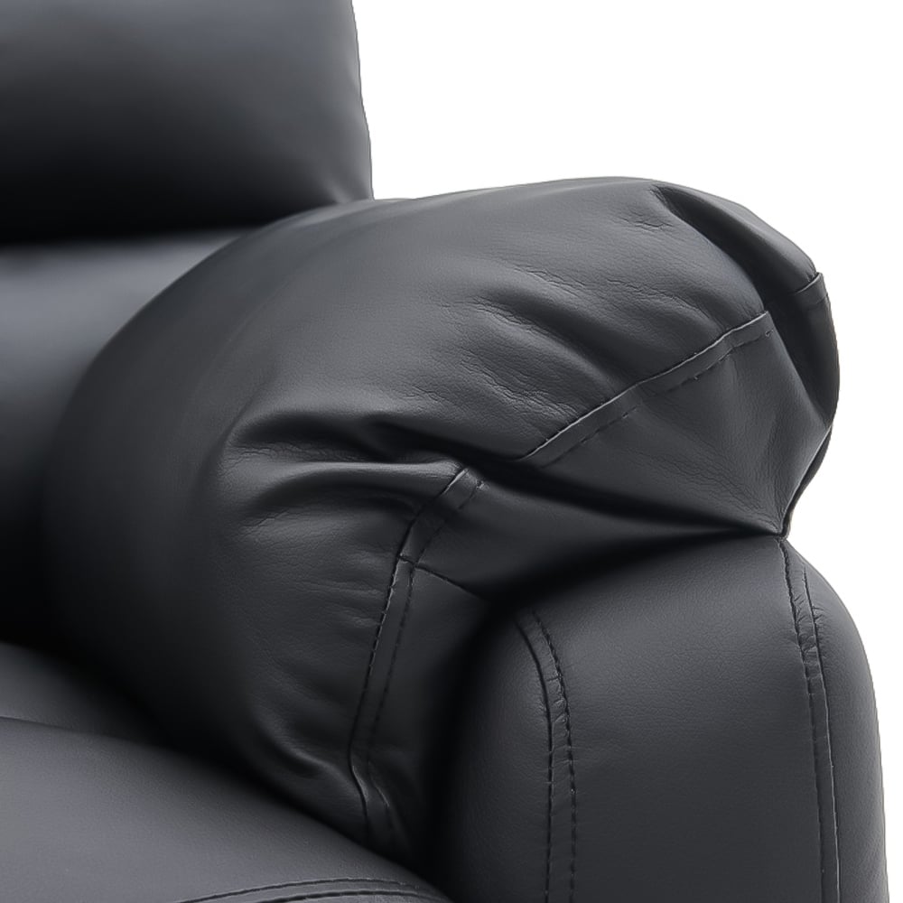 Home Detail Carter 3 Seater Black Faux Leather Right Hand Chaise Manual Recliner Sofa Image 6