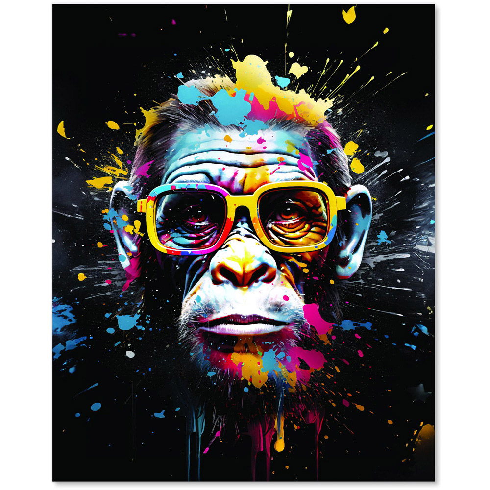 Warren Reed Designer Coloured Splashart Monkey Face Glass Kitchen Splashback 75 x 60cm Image 2
