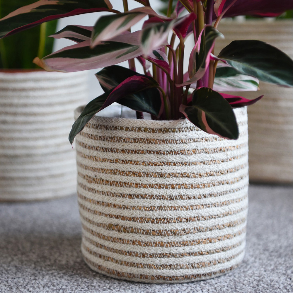 Garden Gear Grey Sand Seagrass and Jute Planter Basket 3 Pack Image 3