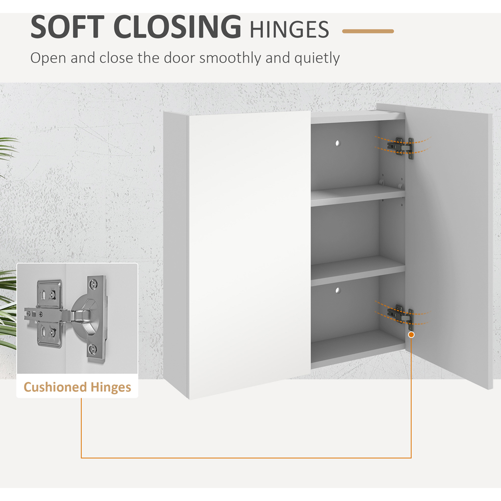 Kleankin 2 Door White Wall Mounted Mirrored Bathroom Storage Cupboard Image 5