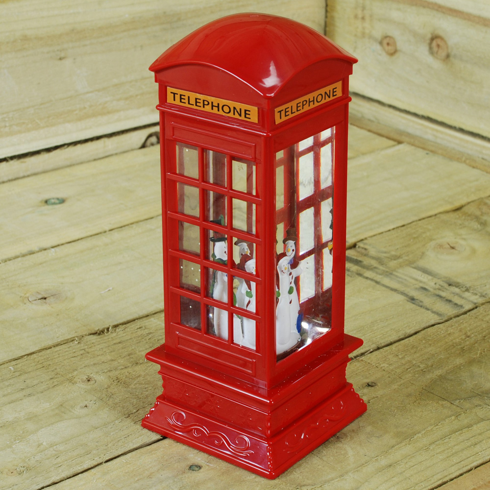 Samuel Alexander Red Phone Box Water Spinner Snowman Scene Christmas Decoration 27cm Image 6