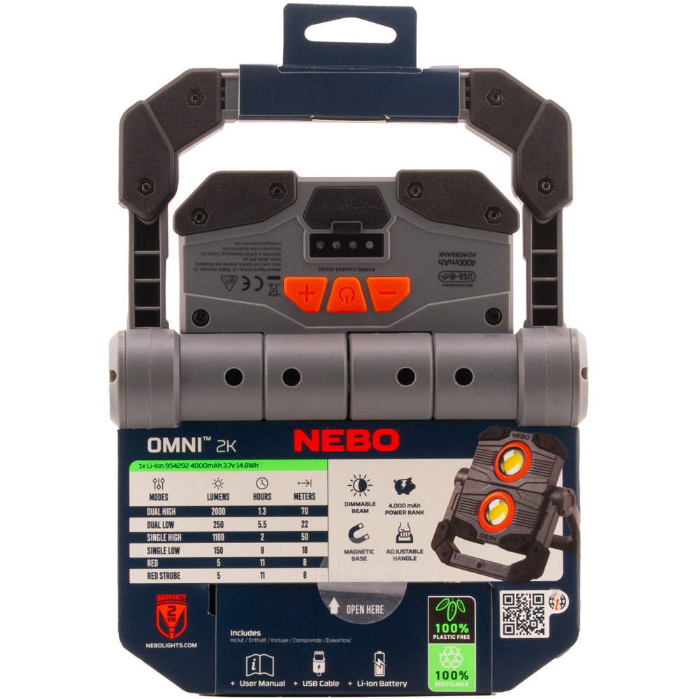 Nebo Omni 2K 2000 Lumens Multi-Directional Rechargeable Work Light with Built-In Power Bank Image 2