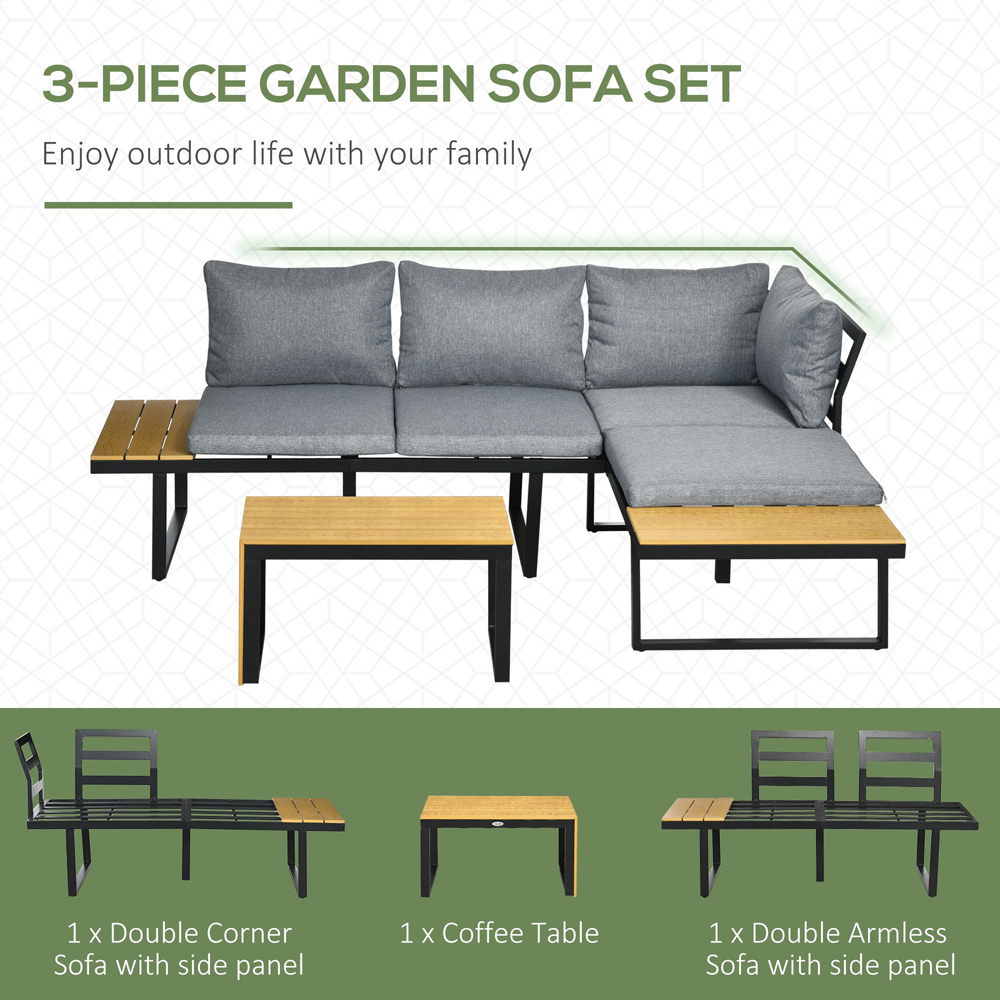 Outsunny 4 Seater Dark Grey Garden Sofa Lounge Set Image 4