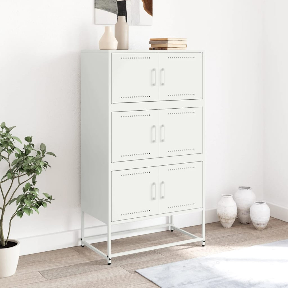 vidaXL 6 Door White Steel Sideboard Image 3