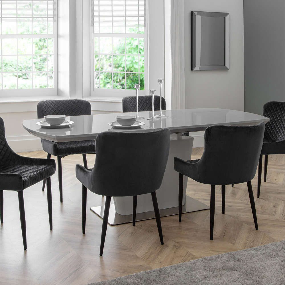 Julian Bowen Como 6 Seater High Gloss Extending Dining Table Grey Image 8